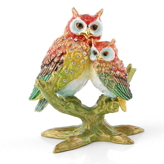 Owl Family Jewelled Trinket Box