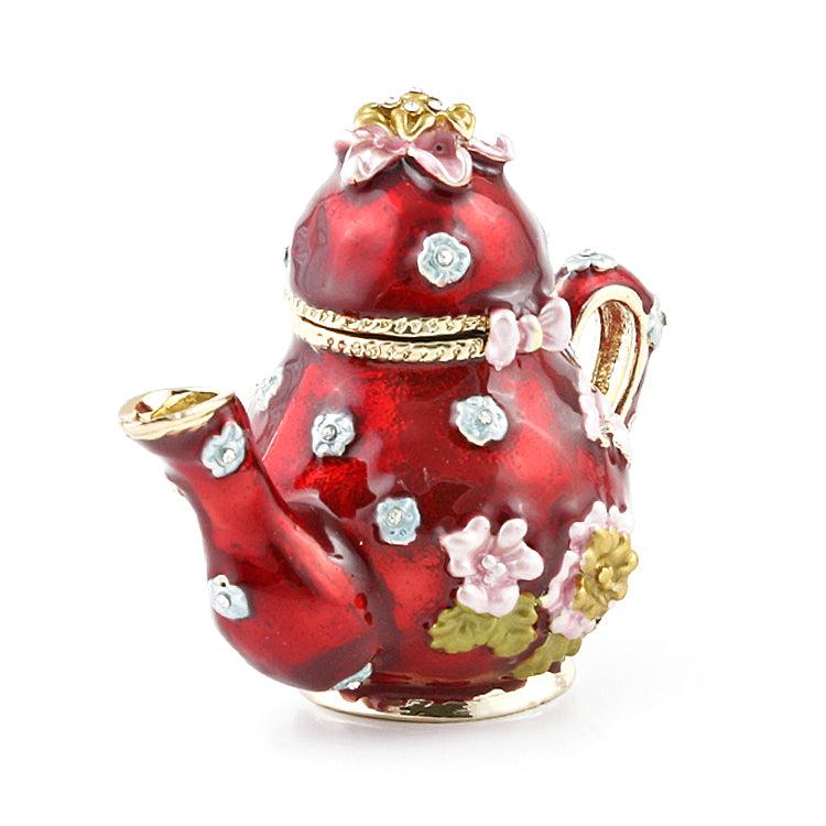 Red Coffee Pot Enameled Box