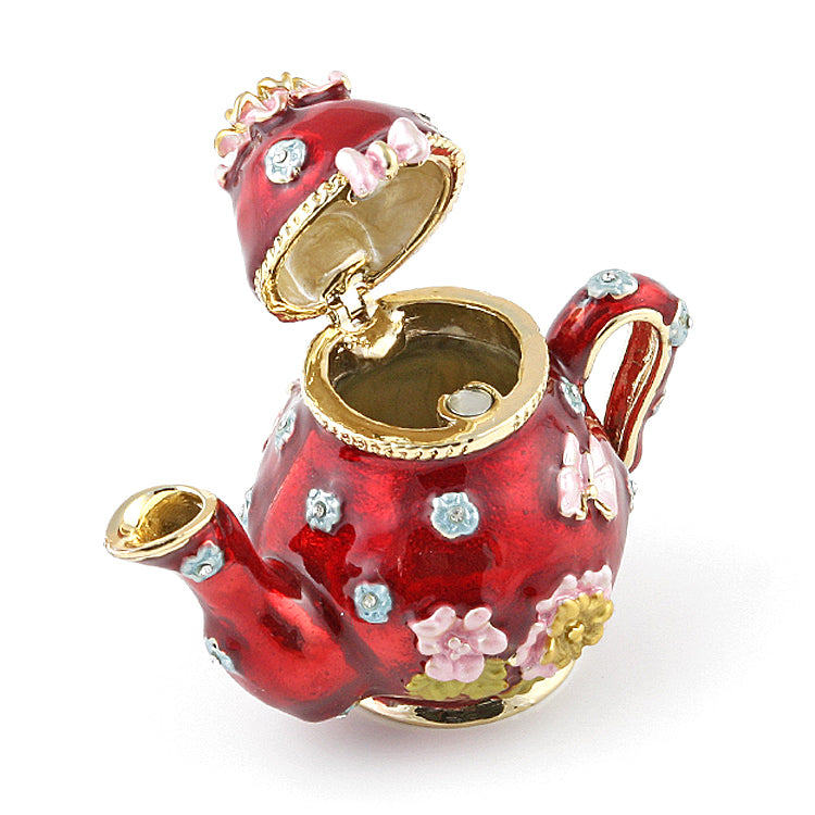 Red Coffee Pot Enameled Box