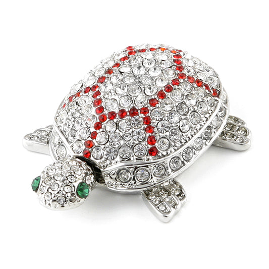 Silver Bejewelled Turtle Hinged Box