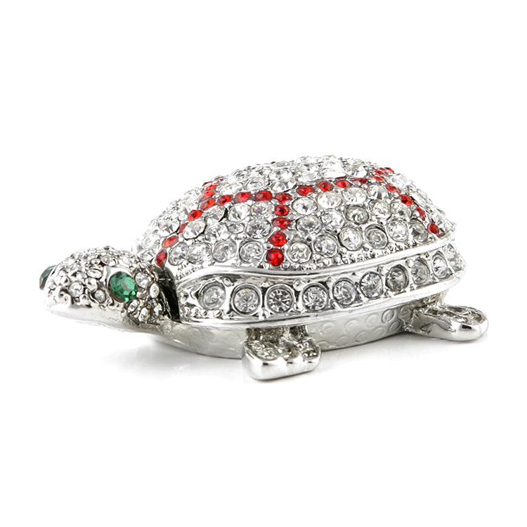 Silver Bejewelled Turtle Hinged Box