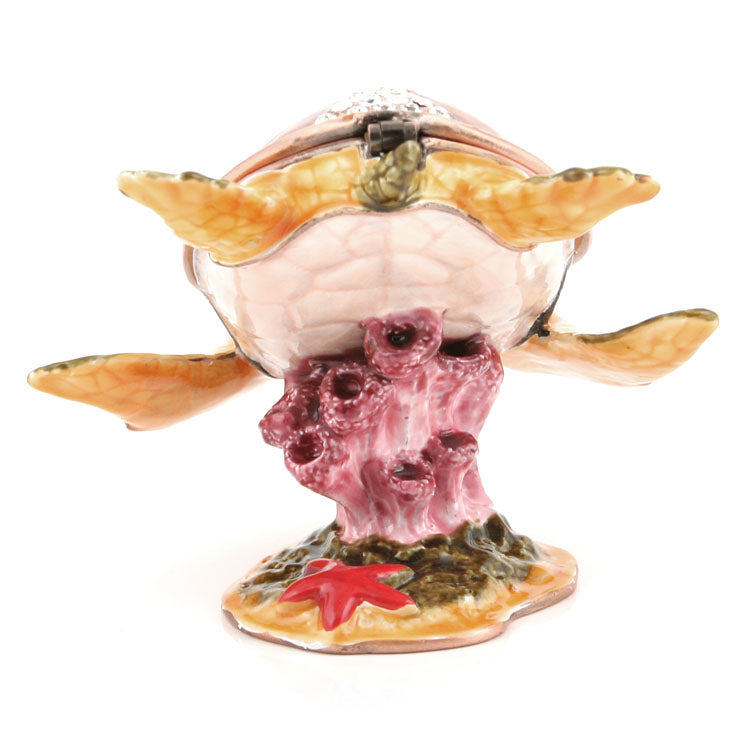Swimming Turtle and Coral Trinket Box