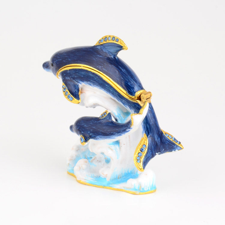 Dolphins in Water Trinket Box