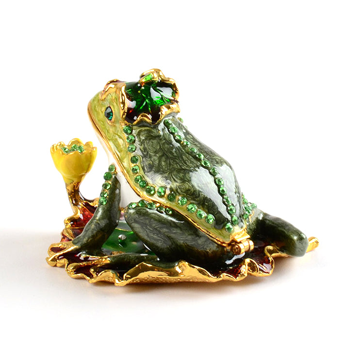 Happy Frog On Lily Pad Trinket Box