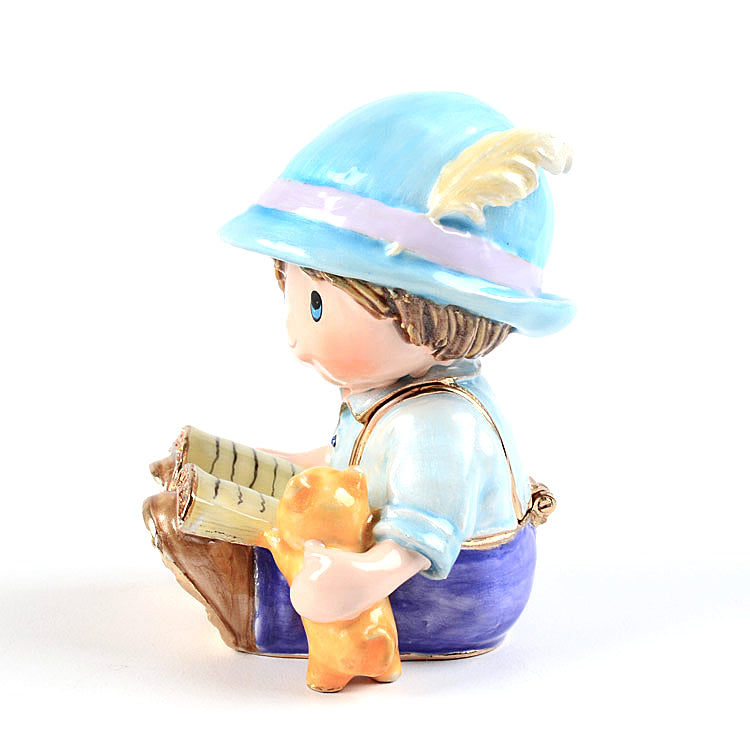 Little Boy with Book & Cat Trinket Box