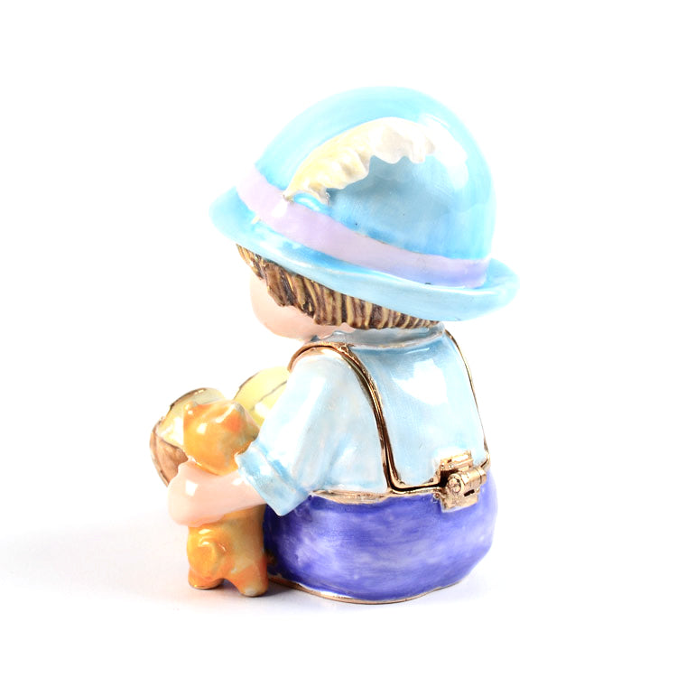 Little Boy with Book & Cat Trinket Box