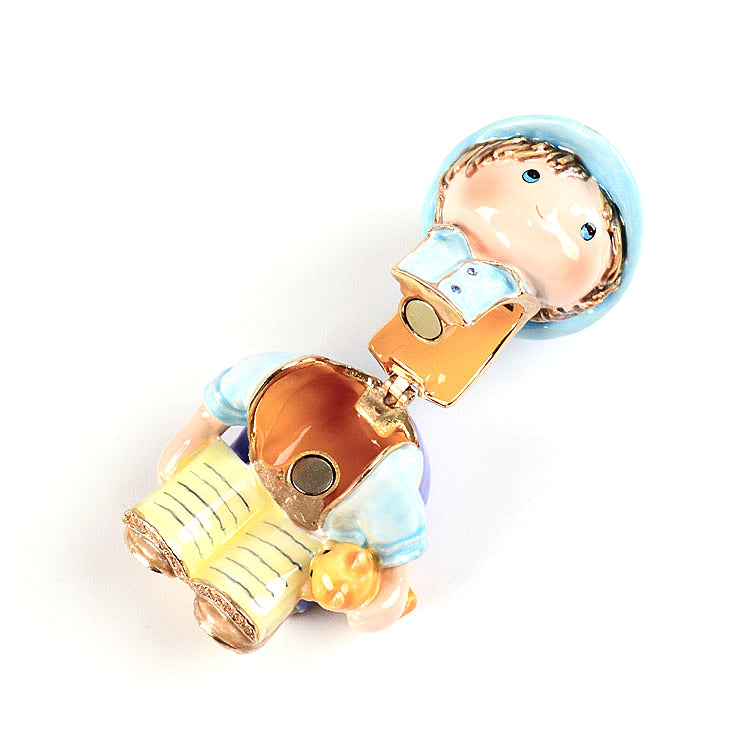 Little Boy with Book & Cat Trinket Box