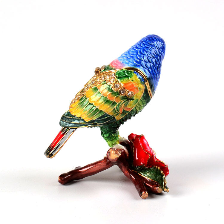 Parrot and Hibiscus Trinket Box