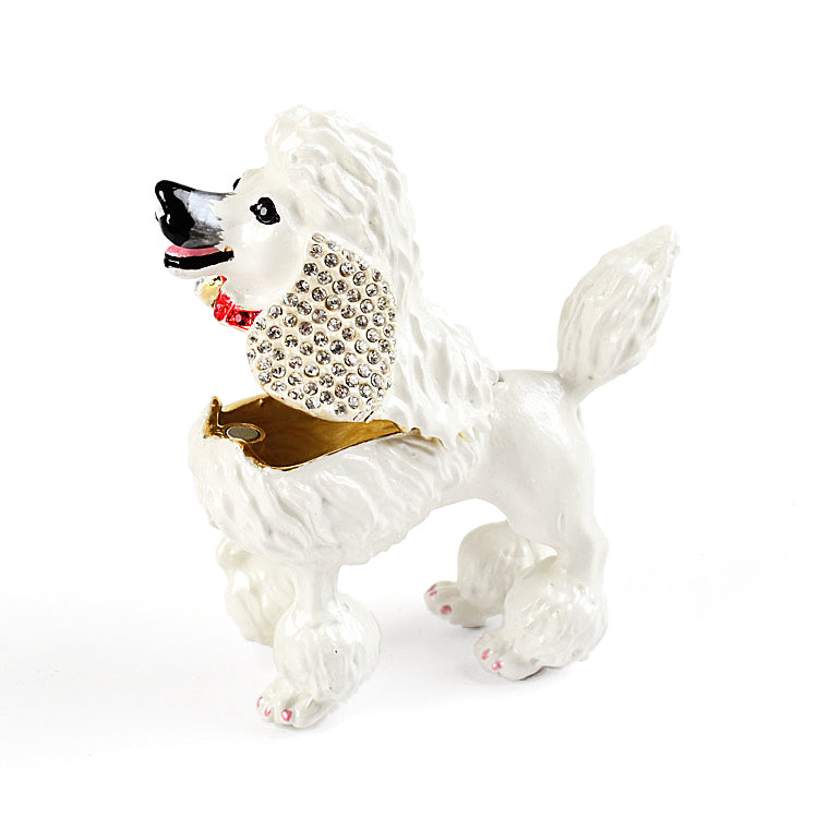 White Poodle Keepsake Trinket Box
