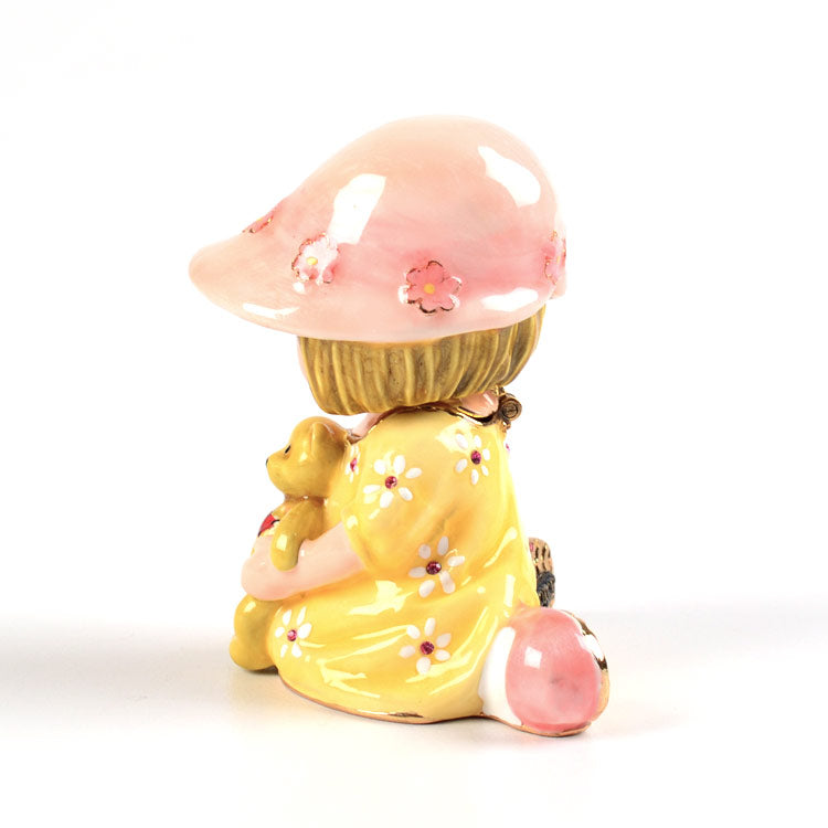 Little Girl with Teddy Bear Memories Box