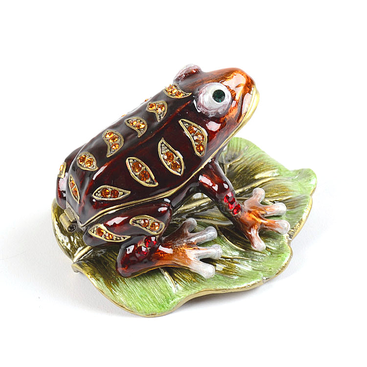 Brown Toad on Leaf Trinket Box