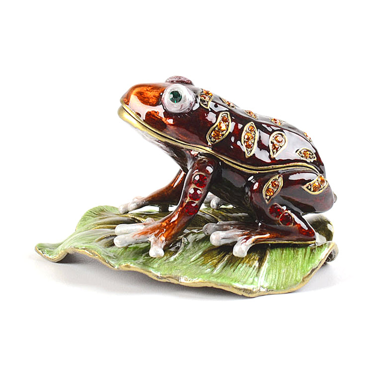 Brown Toad on Leaf Trinket Box