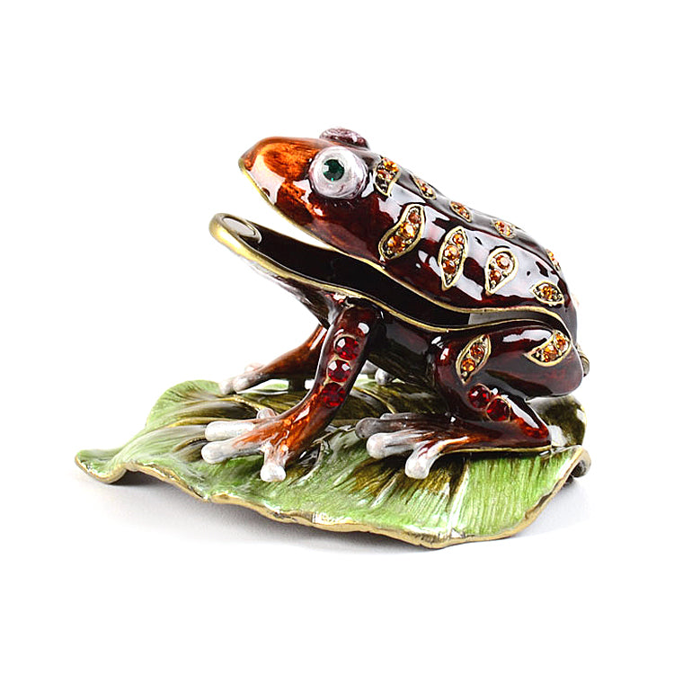 Brown Toad on Leaf Trinket Box