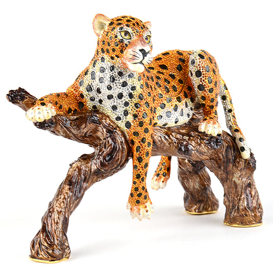 Large Lounging Leopard Trinket Box