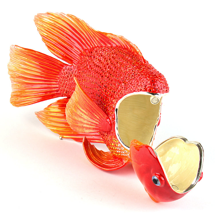 big gold fish box Giant Red Goldfish Trinket Box – The Russian Store
