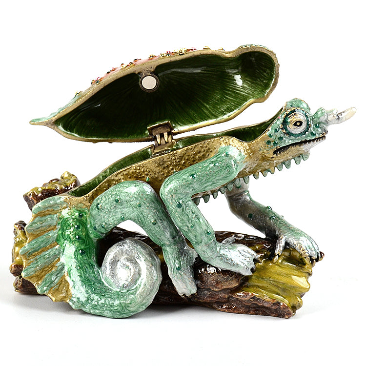 Green Chameleon Trinket Box