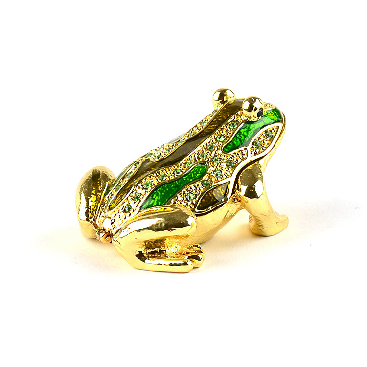 Small Green & Gold Frog Trinket Box