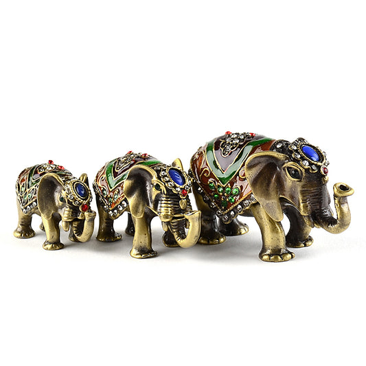Family of Three Elephants Trinket Box Set