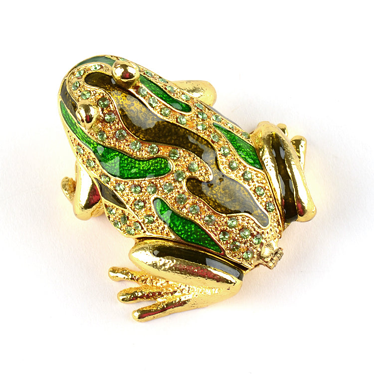 Bejeweled Green Frog Trinket Box