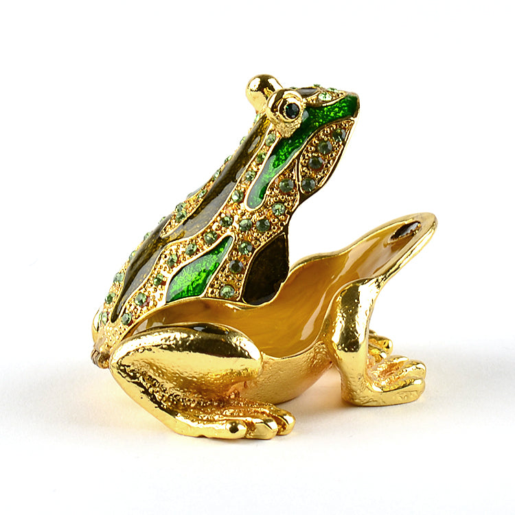 Bejeweled Green Frog Trinket Box