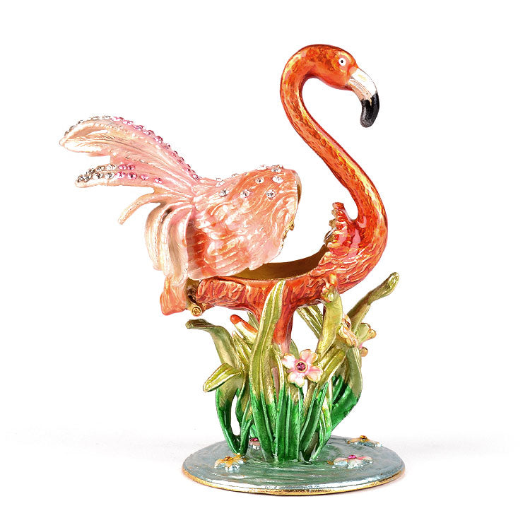 Flamingo in Pond Trinket Box