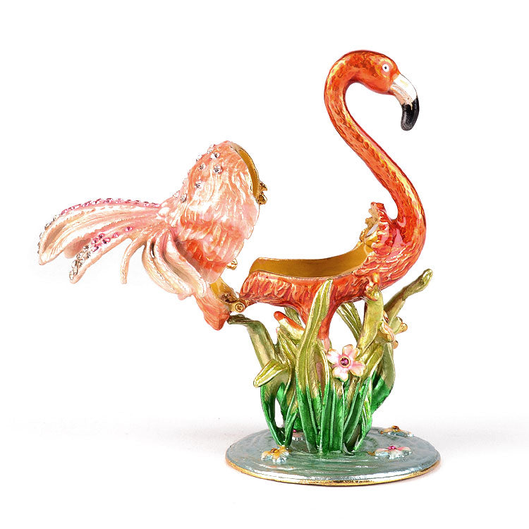 Flamingo in Pond Trinket Box
