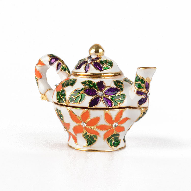 Colorful Floral Teapot Trinket Box