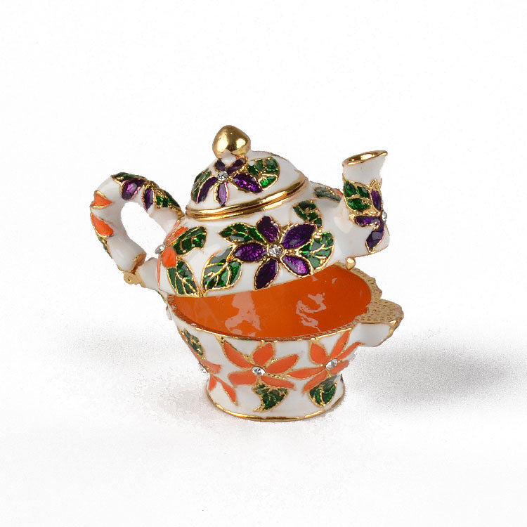 Colorful Floral Teapot Trinket Box