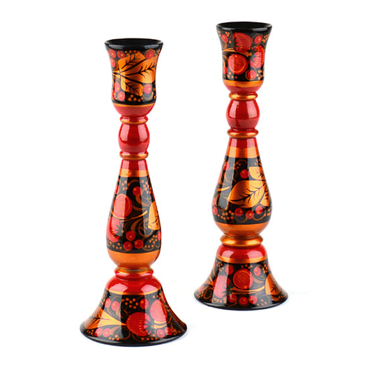 Red Berries Khokhloma Candle Holders