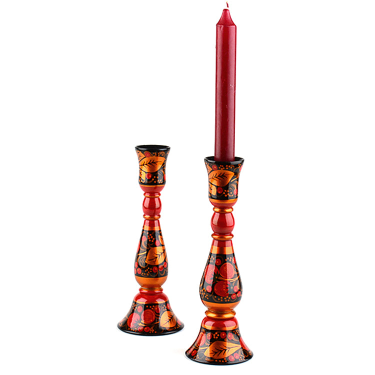 Red Berries Khokhloma Candle Holders