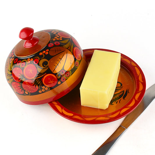 Khokhloma Butter and Cheese Dish