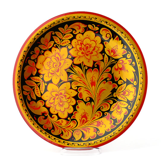 Red & Gold Floral Khokhloma Platter