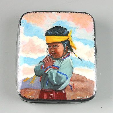 Portrait Of Native American Boy Lacquer Box