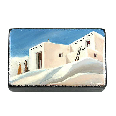 Pueblo Adobe Village Lacquer Box