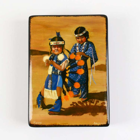 Young Native American Children Lacquer Box