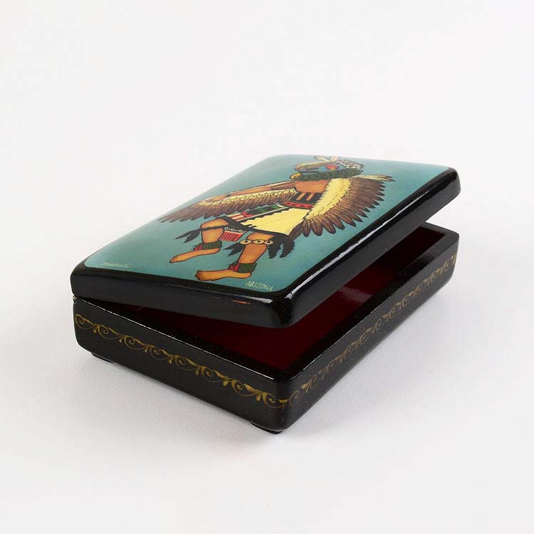 Eagle Kachina Hand Painted Lacquer Box