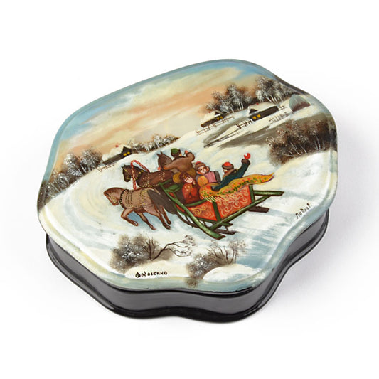 Russian Troika Lacquer Jewelry Box