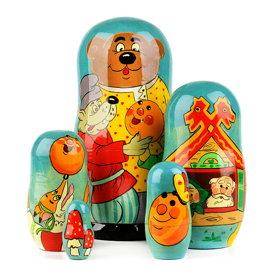 Russian Gingerbread Kolobok Tale Stacking Doll