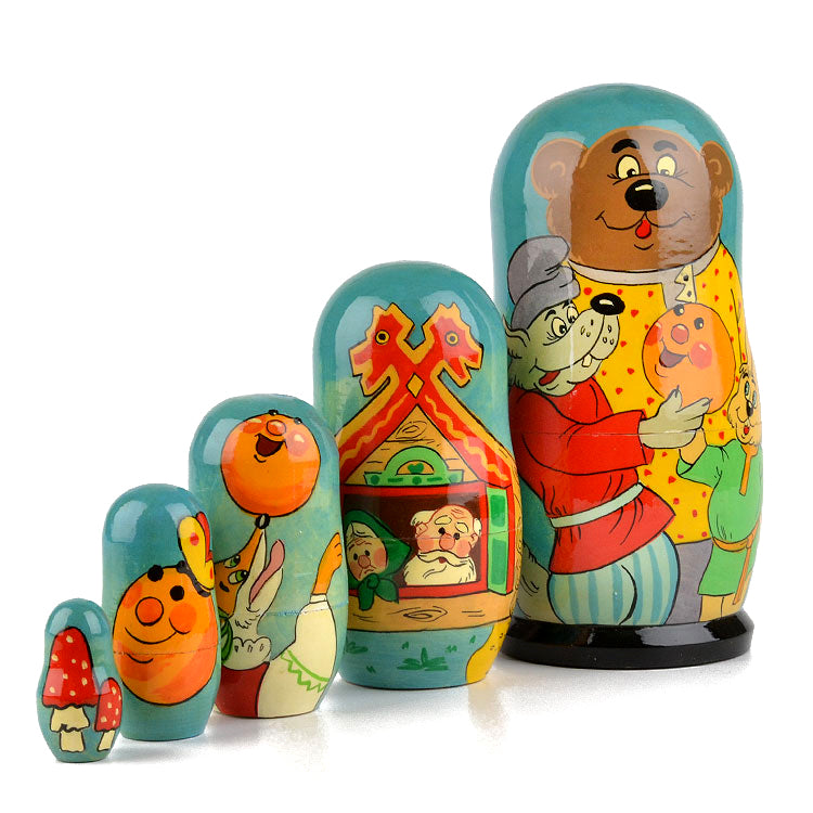 Russian Gingerbread Kolobok Tale Stacking Doll