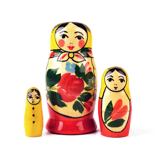 Red Roses 3 Pcs. Set Nesting Doll