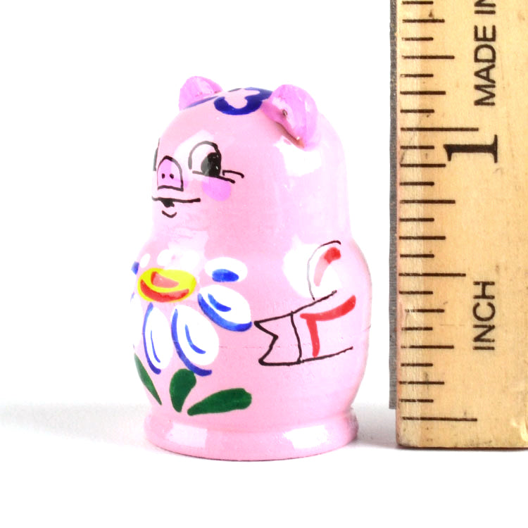 1 1-4" Tiny Pink Piggy  Stacking Doll