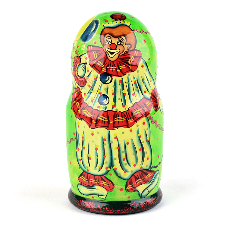 Green Smiley Clown Stacking Doll