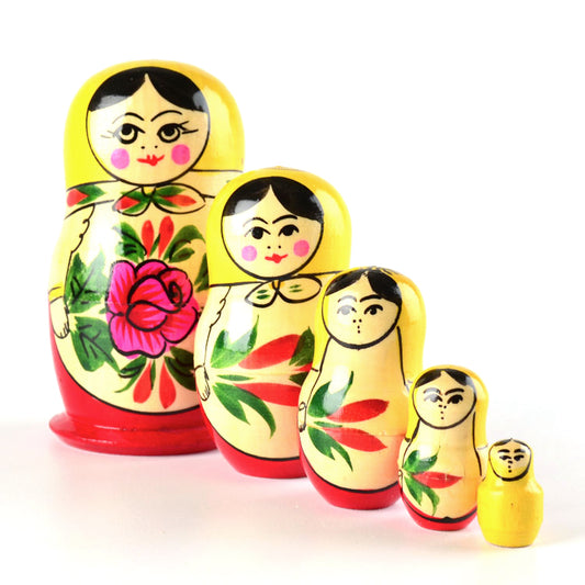 Red Roses 5 Pcs. Set Babushka Doll