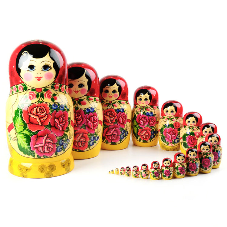 20 pc. Traditional Red Roses Matryoshka – The Russian Store