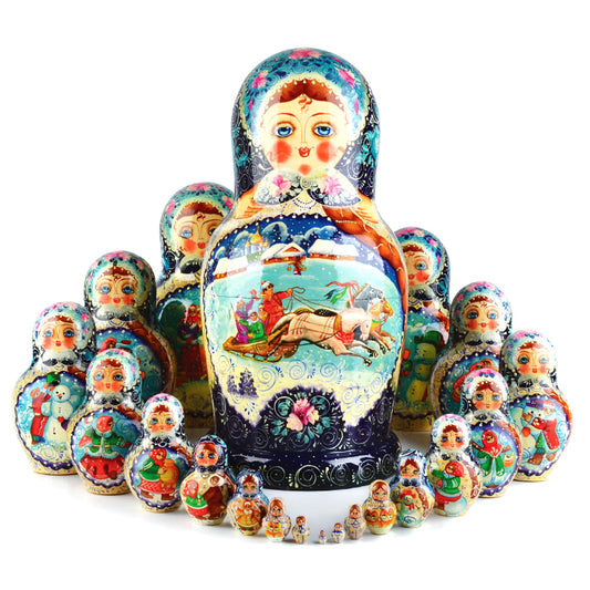 20 Pc Russian Winter Nested Doll