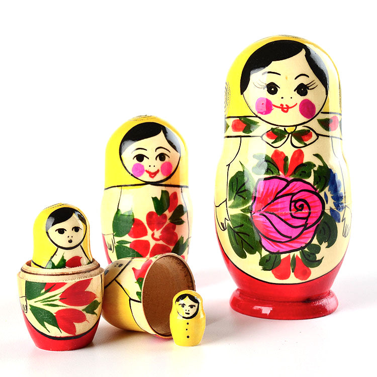 Red Roses 5 Pcs. Russian Matryoshka Set