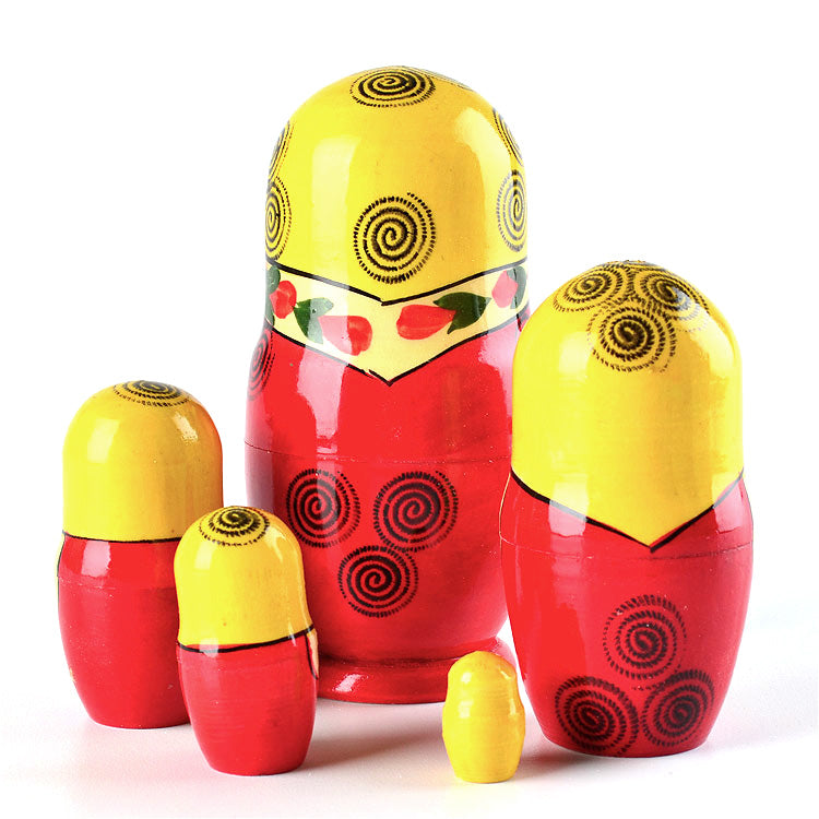 Red Roses 5 Pcs. Russian Matryoshka Set