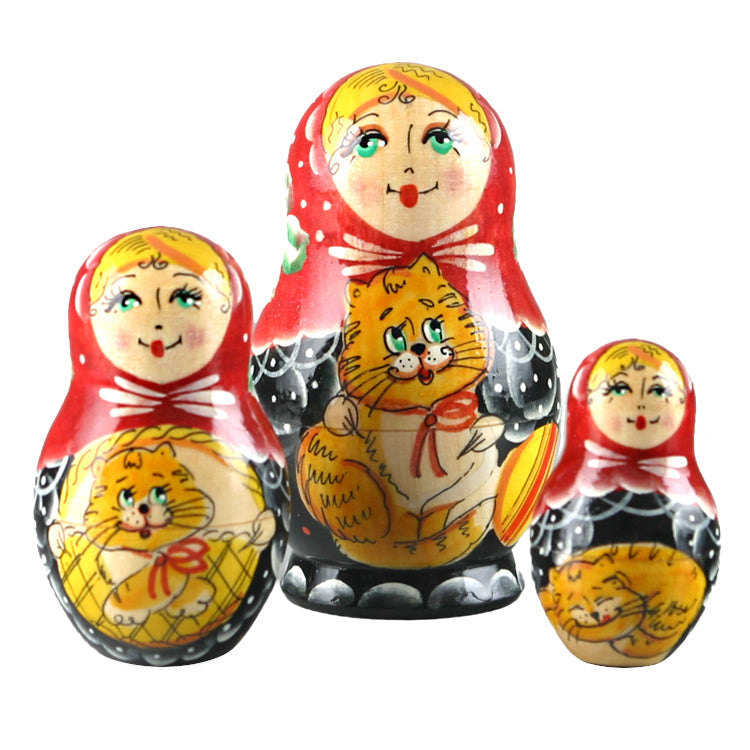 Girl With Cats Babushka Doll