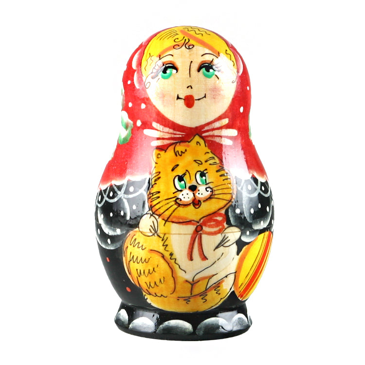 Girl With Cats Babushka Doll