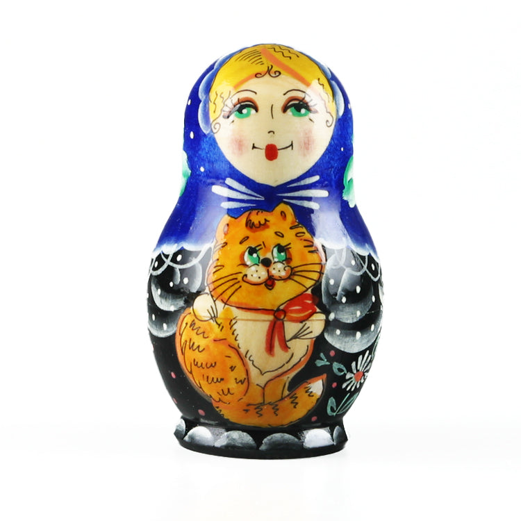 Blue Matryoshka With Cats